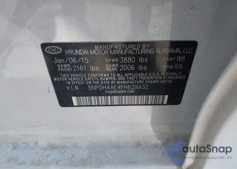 2015 Hyundai Elantra Se из США, поврежденный, VIN 5NPDH4AE4FH629932